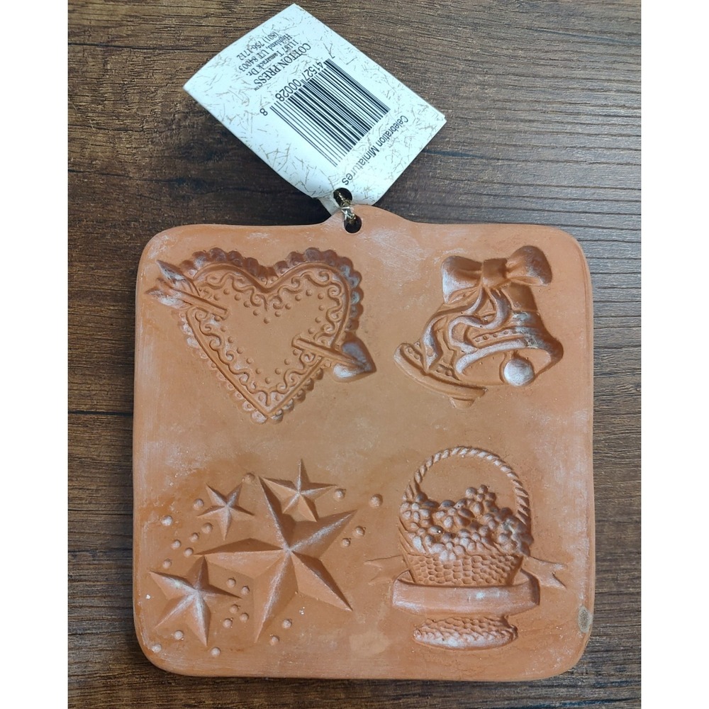 Vintage COTTON PRESS  Celebrations Miniature Earthenware Mold 5.25in B1